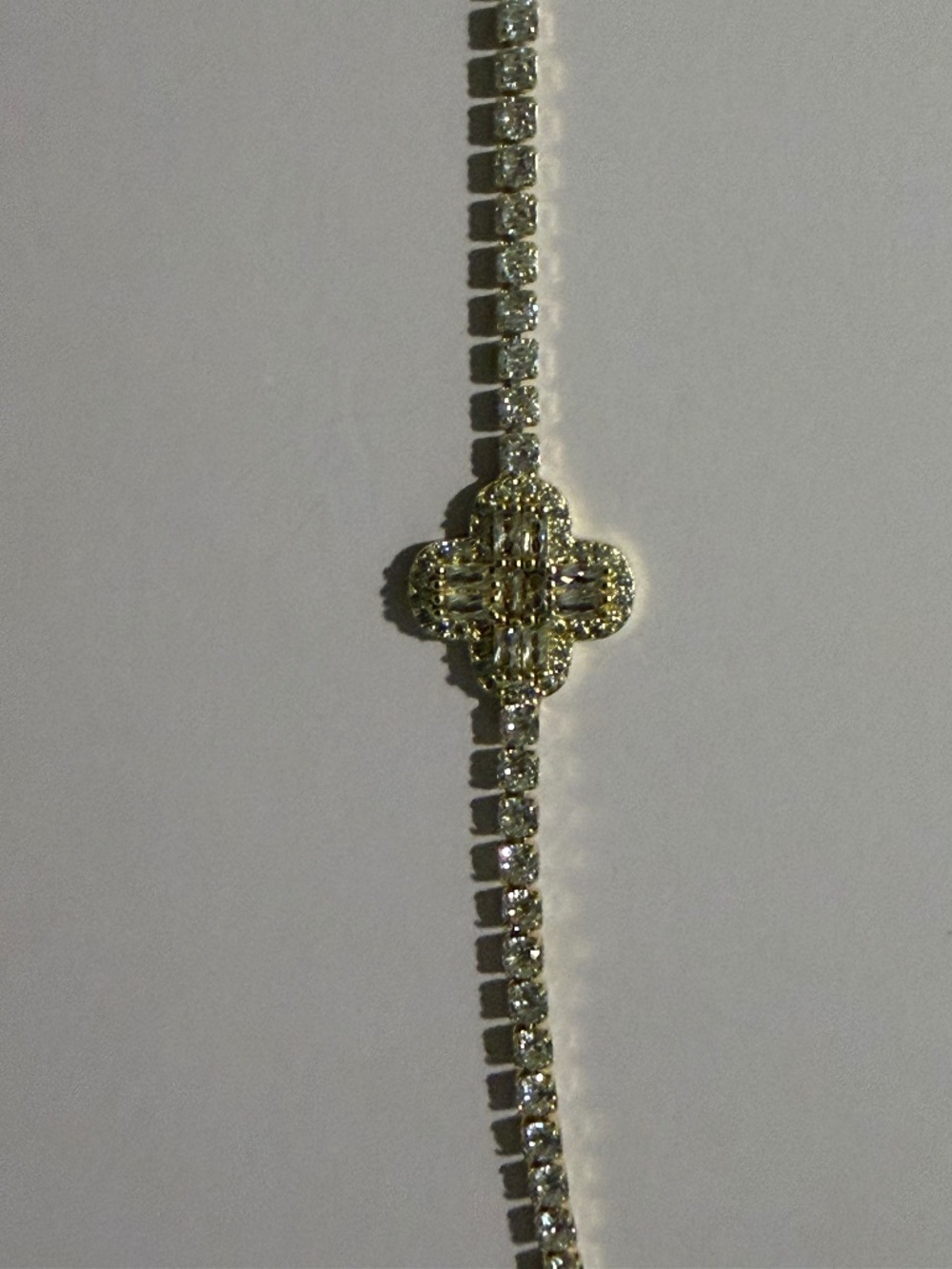Gold Jeweled Clover Bracelet (Gold Filled)